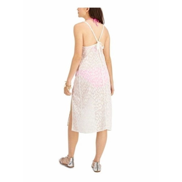 MIKEN White Lurex Animal-Print Midi Swim Cover-Up Dress - Picture 2 of 6